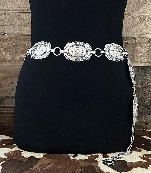 Santa Fe Concho Belt - small/medium or large/XL - Cowhide and Conchos