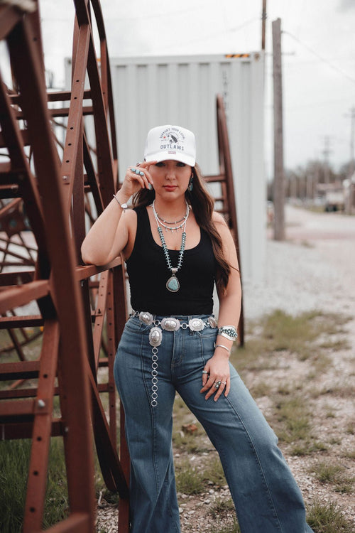 Santa Fe Concho Belt - small/medium or large/XL - Cowhide and Conchos