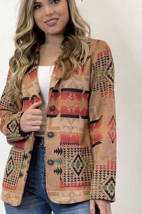 Santee Faux Suede Blazer - Cowhide and Conchos