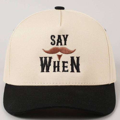 Say When Mustache Two - Tone Trucker Hat - Cowhide and Conchos