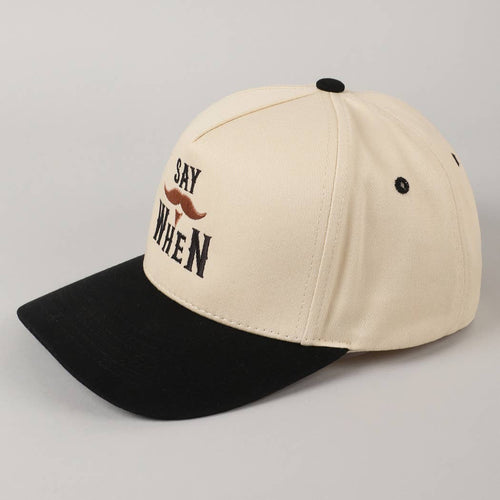 Say When Mustache Two - Tone Trucker Hat - Cowhide and Conchos