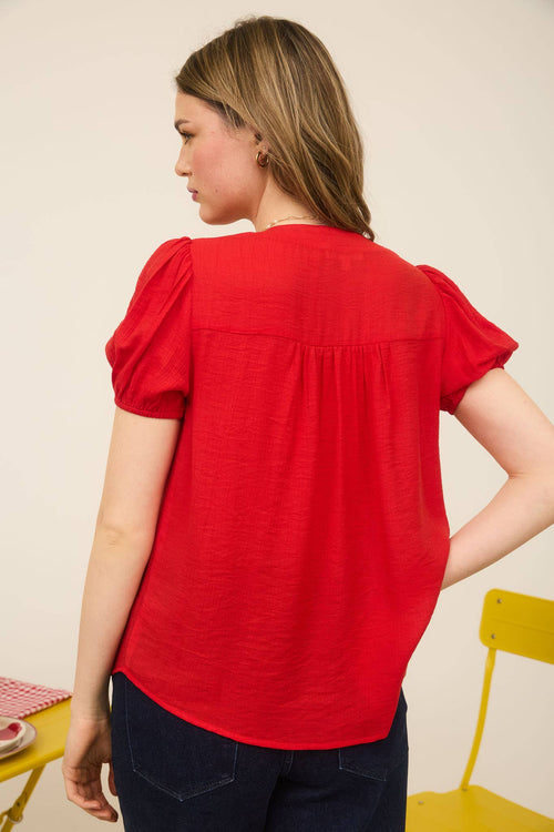 Scarlette Eyelet Puff Sleeve Top - Cowhide and Conchos