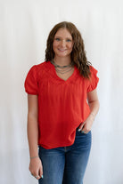 Scarlette Eyelet Puff Sleeve Top - Cowhide and Conchos