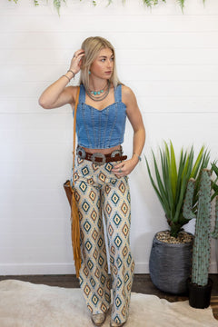 Sedona Printed Trouser Pants - Cowhide and Conchos