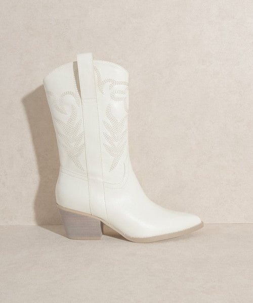 Sephira - Oasis Society Embroidered Short Boot - Cowhide and Conchos