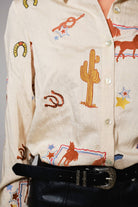 She's Western Embroidered Shirt - Cowhide and Conchos