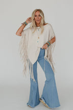 Showstopper Fringe Top - Oat - Cowhide and Conchos