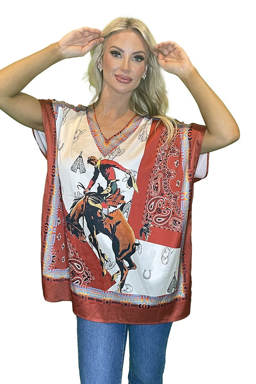 Silky Bronc Poncho Top - Oversized Lg/XL remaining