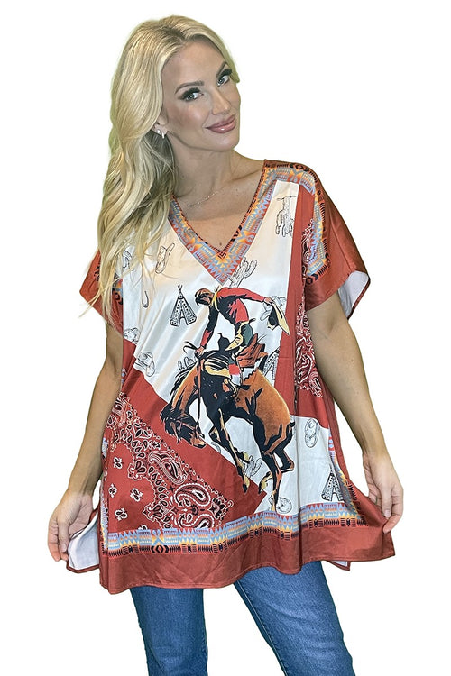 Silky Bronc Poncho Top