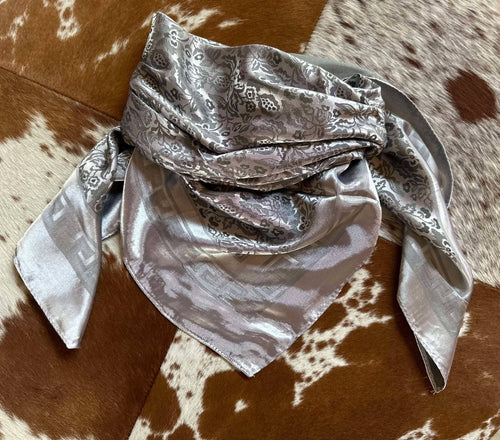 Silver Bullet Jacquard Wild Rag - Cowhide and Conchos