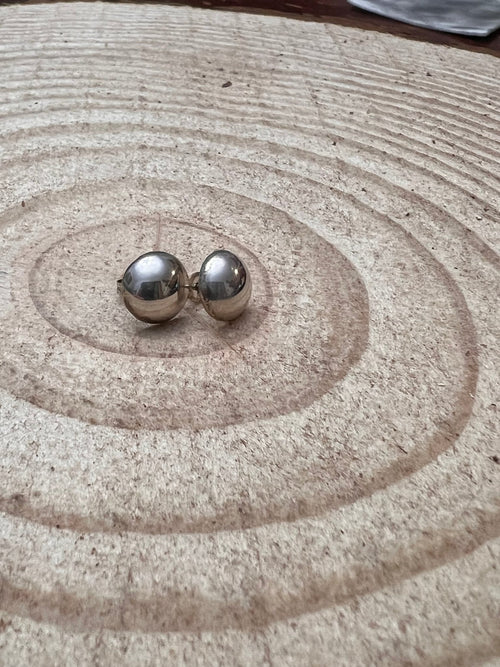 Simple Sterling Silver Button Post Earrings - 10mm - Cowhide and Conchos