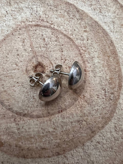 Simple Sterling Silver Button Post Earrings - 10mm - Cowhide and Conchos