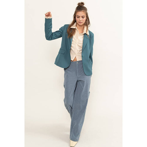 Single Button Blazer - Dusty Blue or Black - Cowhide and Conchos