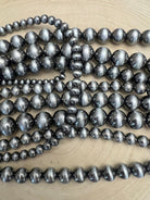 Six Row Faux Sterling Pearl Layered Necklace Set - Cowhide and Conchos