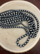 Six Row Faux Sterling Pearl Layered Necklace Set - Cowhide and Conchos