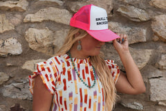 Small Town Smokeshow Trucker Hat - Cowhide and Conchos