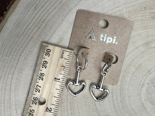 Snaffle Bit Dangle Hoop Earrings - Cowhide and Conchos