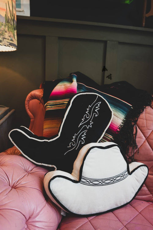 Snoozy Boot Pillow - Cowhide and Conchos