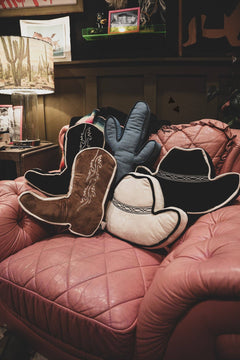 Snoozy Boot Pillow - Cowhide and Conchos