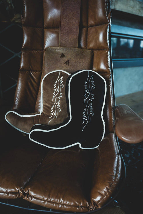 Snoozy Boot Pillow - Cowhide and Conchos
