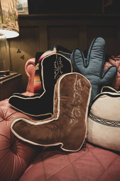 Snoozy Boot Pillow - Cowhide and Conchos