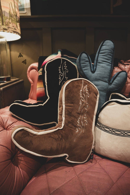 Snoozy Boot Pillow - Cowhide and Conchos