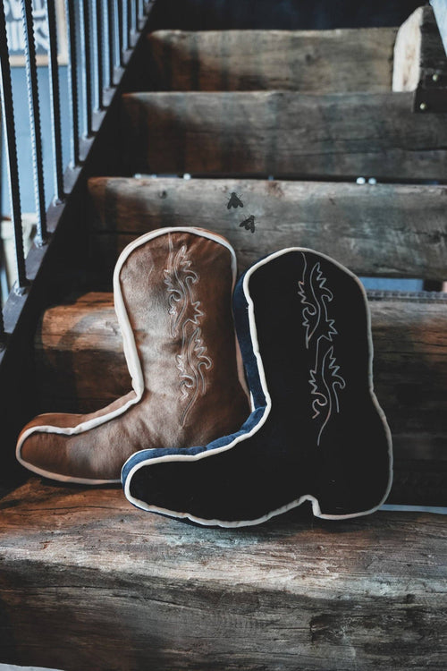 Snoozy Boot Pillow - Cowhide and Conchos