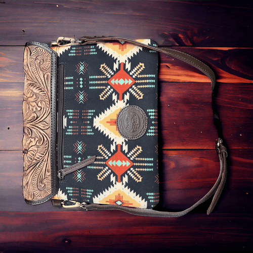 South Point Crossbody Bag - Cowhide and Conchos
