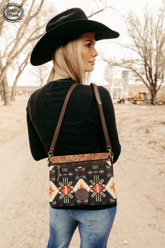 South Point Crossbody Bag - Cowhide and Conchos