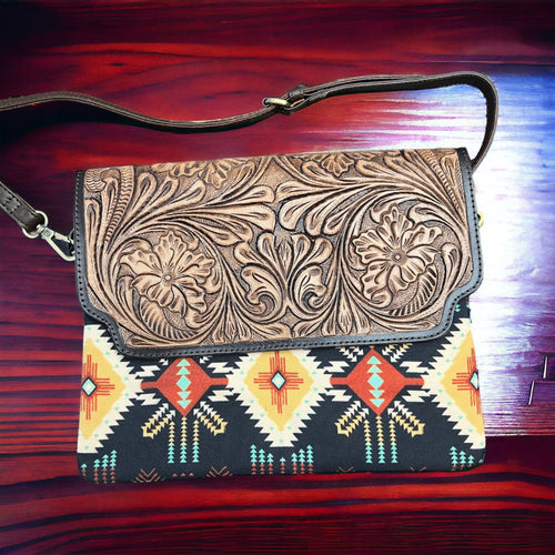 South Point Crossbody Bag - Cowhide and Conchos
