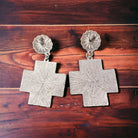 Southern Cross with Turquoise Dangle Earrings - Cowhide and Conchos