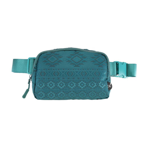 Southwest Patterned C.C Belt Bag - Cowhide and Conchos