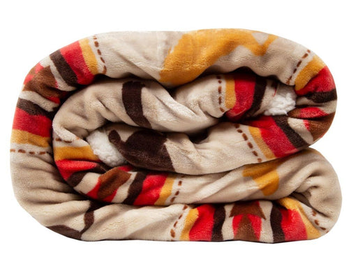 Southwest Running Horse Country Plush Fur Sherpa Fleece Throw Blanket - Cowhide and Conchos