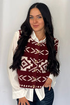 Southwestern Button - Up Wool Vest - Cowhide and Conchos