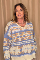 Southwestern Knit Sweater - Cowhide and Conchos