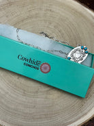 Spade and Faux Turquoise - 18 inch necklace - Cowhide and Conchos