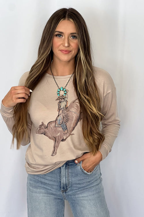 Spur'em Graphic Long Sleeve Shirt - Cowhide and Conchos