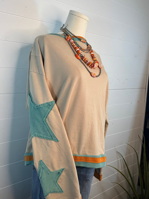 Star Applique Patch Top - Medium remaining - Cowhide and Conchos