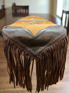 Star Cowhide Table Runner with Fringe - Cowhide and Conchos