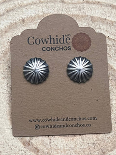 Starburst Concho Earrings - Cowhide and Conchos