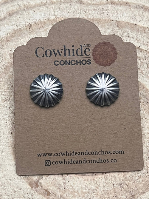 Starburst Concho Earrings - Cowhide and Conchos