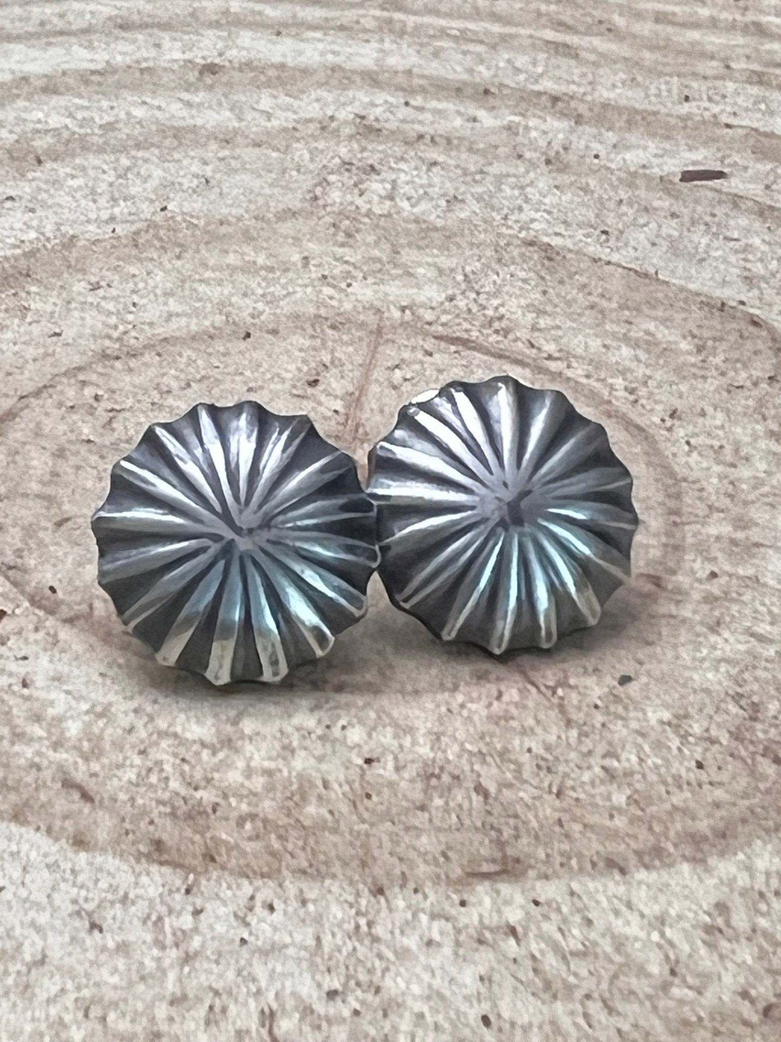 Starburst Concho Earrings - Cowhide and Conchos