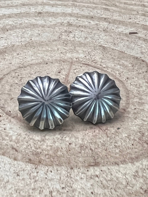 Starburst Concho Earrings - Cowhide and Conchos