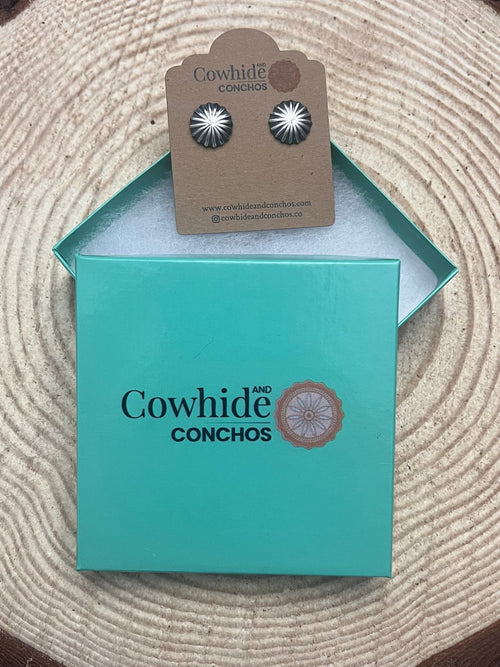 Starburst Concho Earrings - Cowhide and Conchos