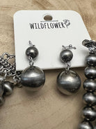 Statement Faux Sterling Pearl Layered Necklace & Earring Set - Cowhide and Conchos