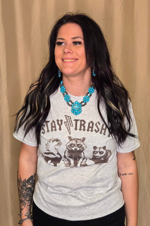 Stay Trashy T-shirt - Cowhide and Conchos