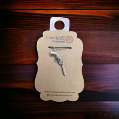 Sterling 3D pistol charm/pendant - Cowhide and Conchos