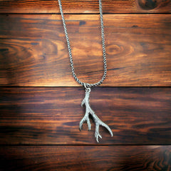Sterling Antler charm/pendant - Cowhide and Conchos