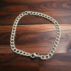 Sterling Charm Bracelet - 4.2 mm width - 7 inch length - Cowhide and Conchos