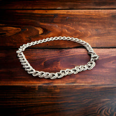 Sterling Charm Bracelet - 4.2 mm width - 7 inch length - Cowhide and Conchos